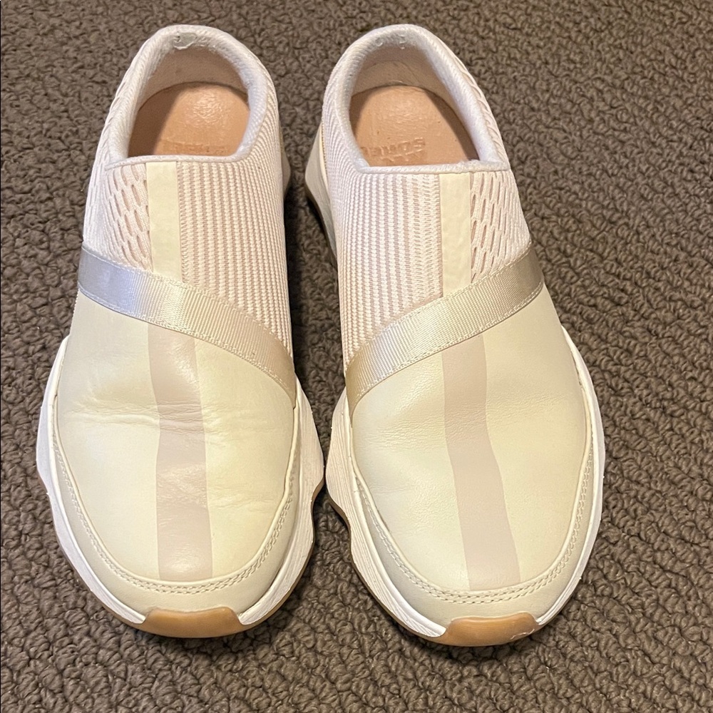 Sorel Slip-On Athletic Sneakers in Cream and Tan